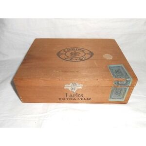 Vintage Corina Larks Wood 15 Cent Cigar Box Mild Dovetail Tax Stamp Humidor Case